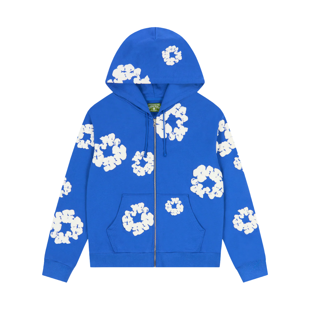 Denim Tears Cotton Wreath Zip Hoodie Blue