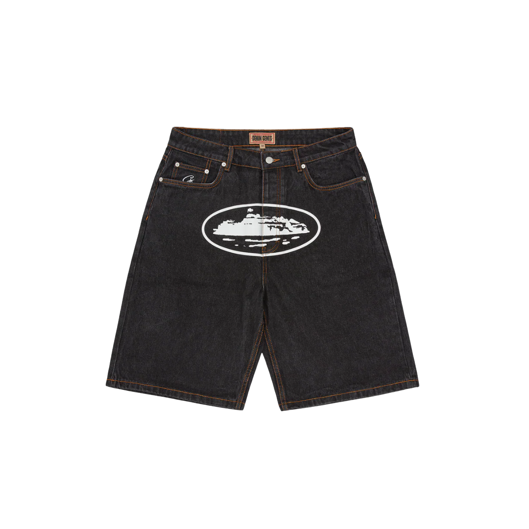 Corteiz Alcatraz Shorts Denim Washed Black