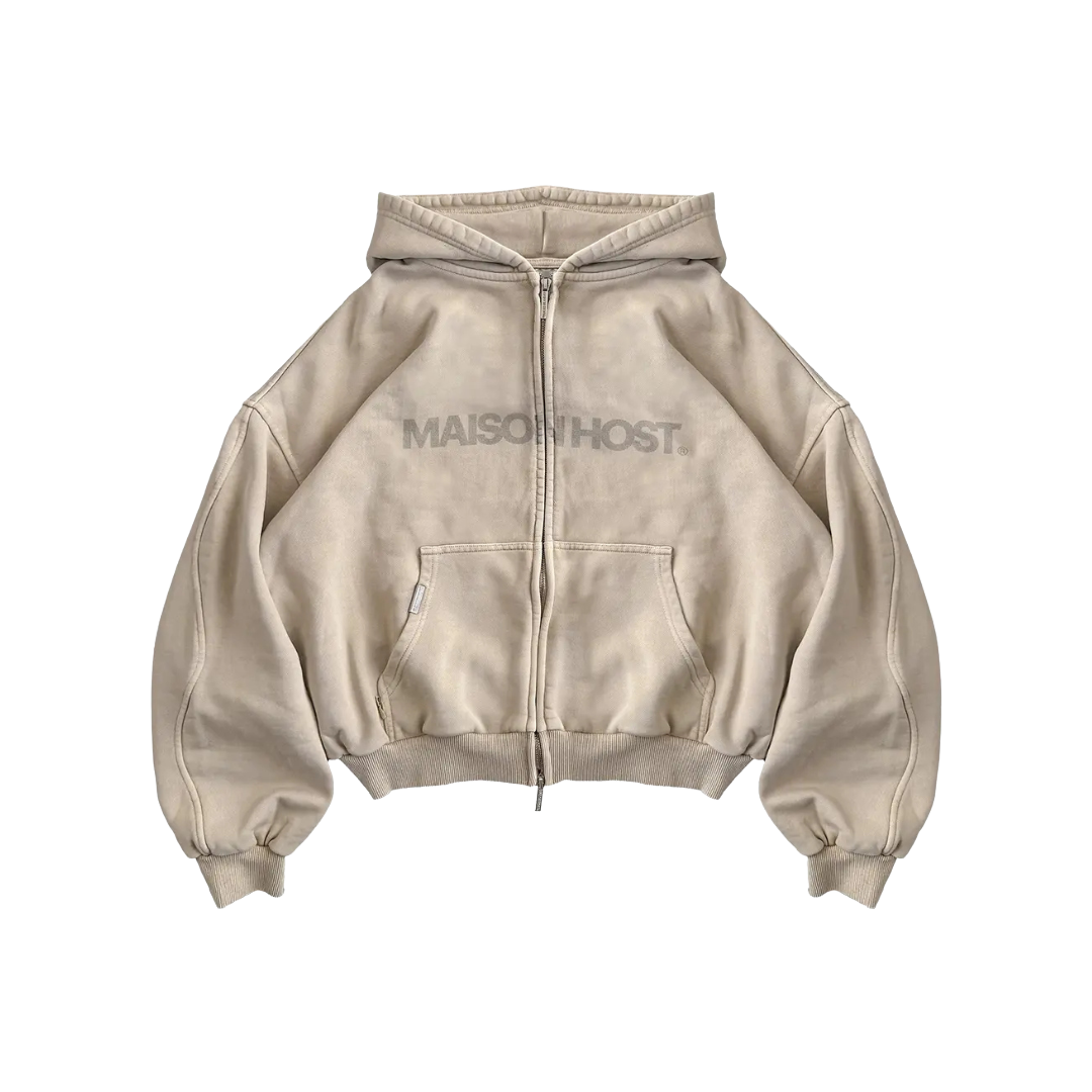 Host - Erode Wave Zipped Hoodie Sand