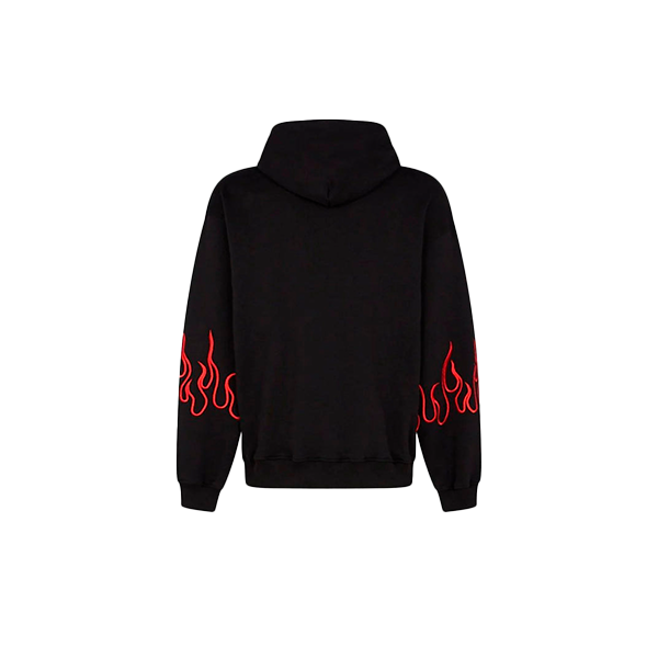 Vision Of Super - BLACK HOODIE WITH RED EMBROIDERED FLAMES