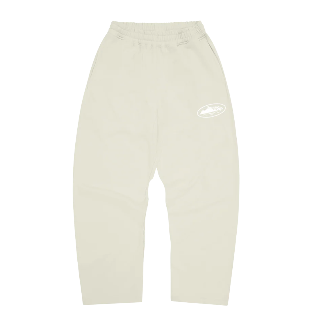 Corteiz Island Puff Print Open Hem Swetpant Off White