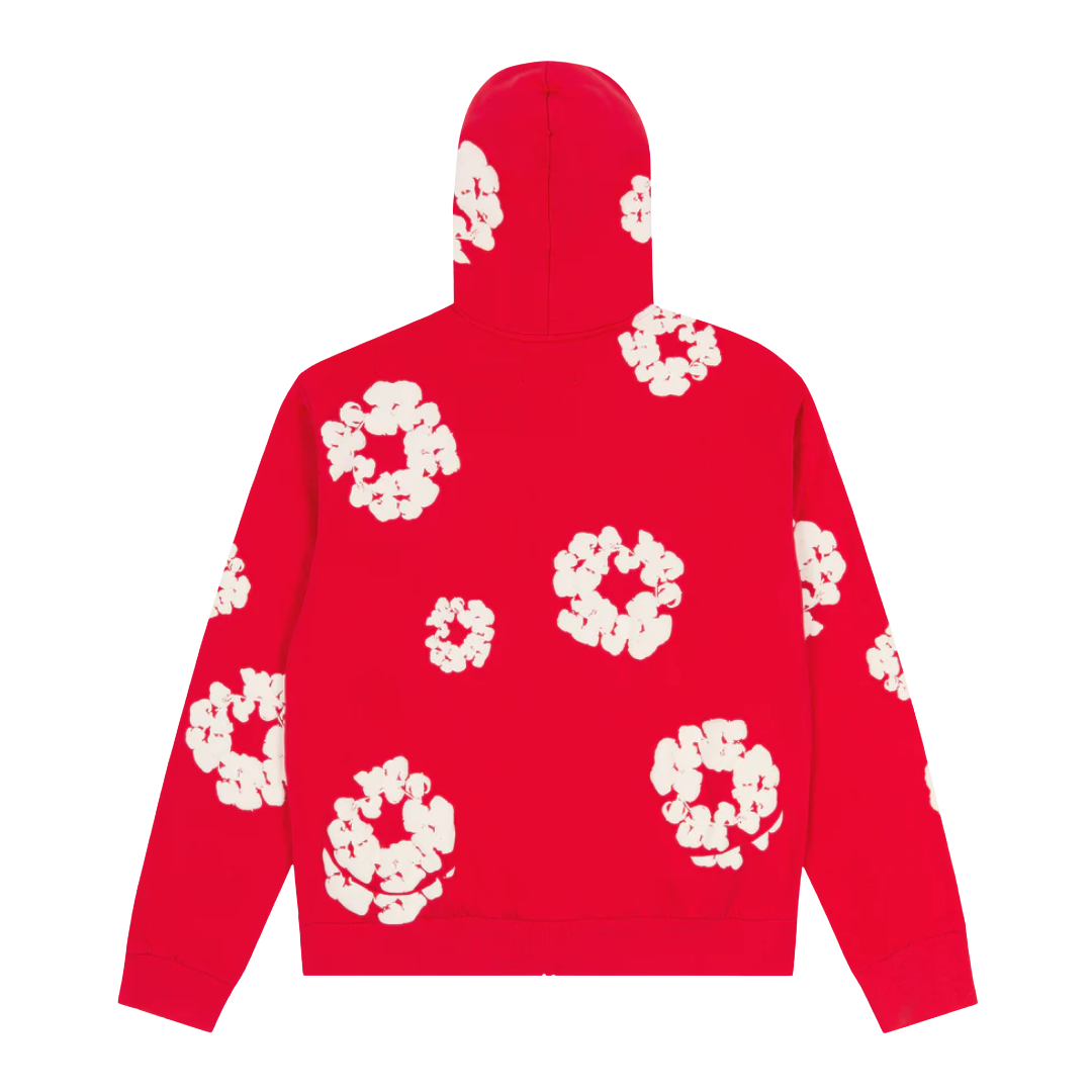 Denim Tears Cotton Wreath Zip Hoodie Red
