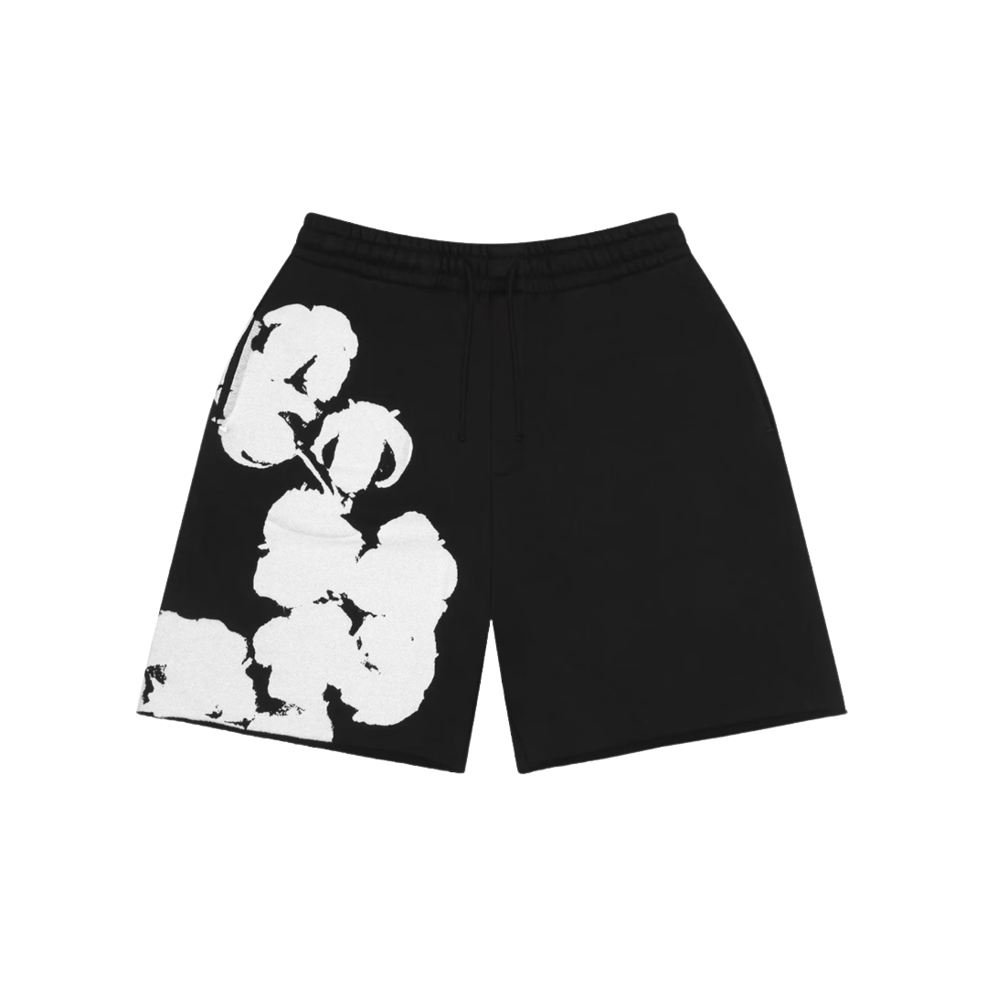 Denim Tears Big Cotton Wreath Sweat Shorts Black