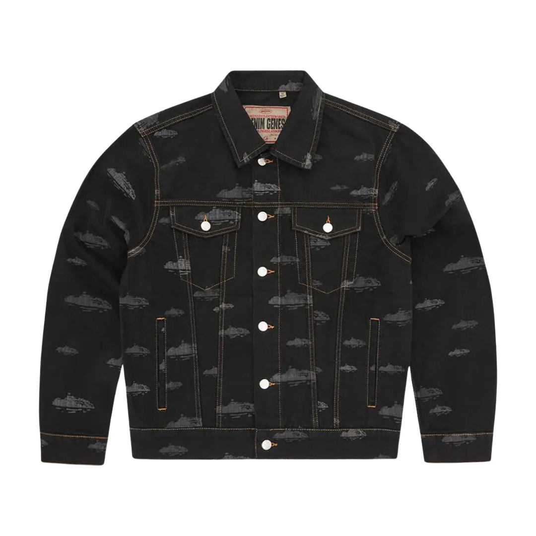 Corteiz Alcatraz Pattern Denim Jacket Black