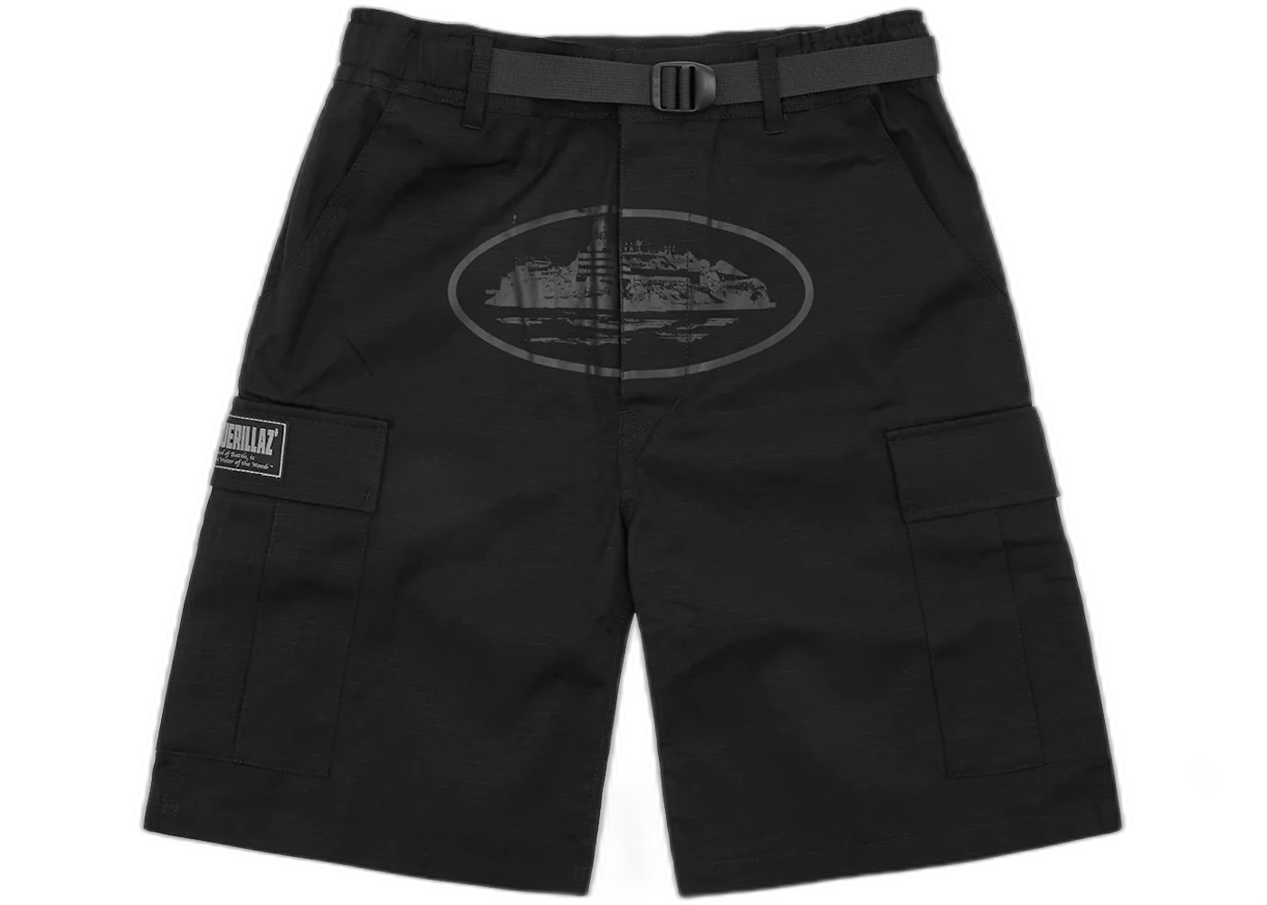 Corteiz Alcatraz Cargo Shorts Triple Black
