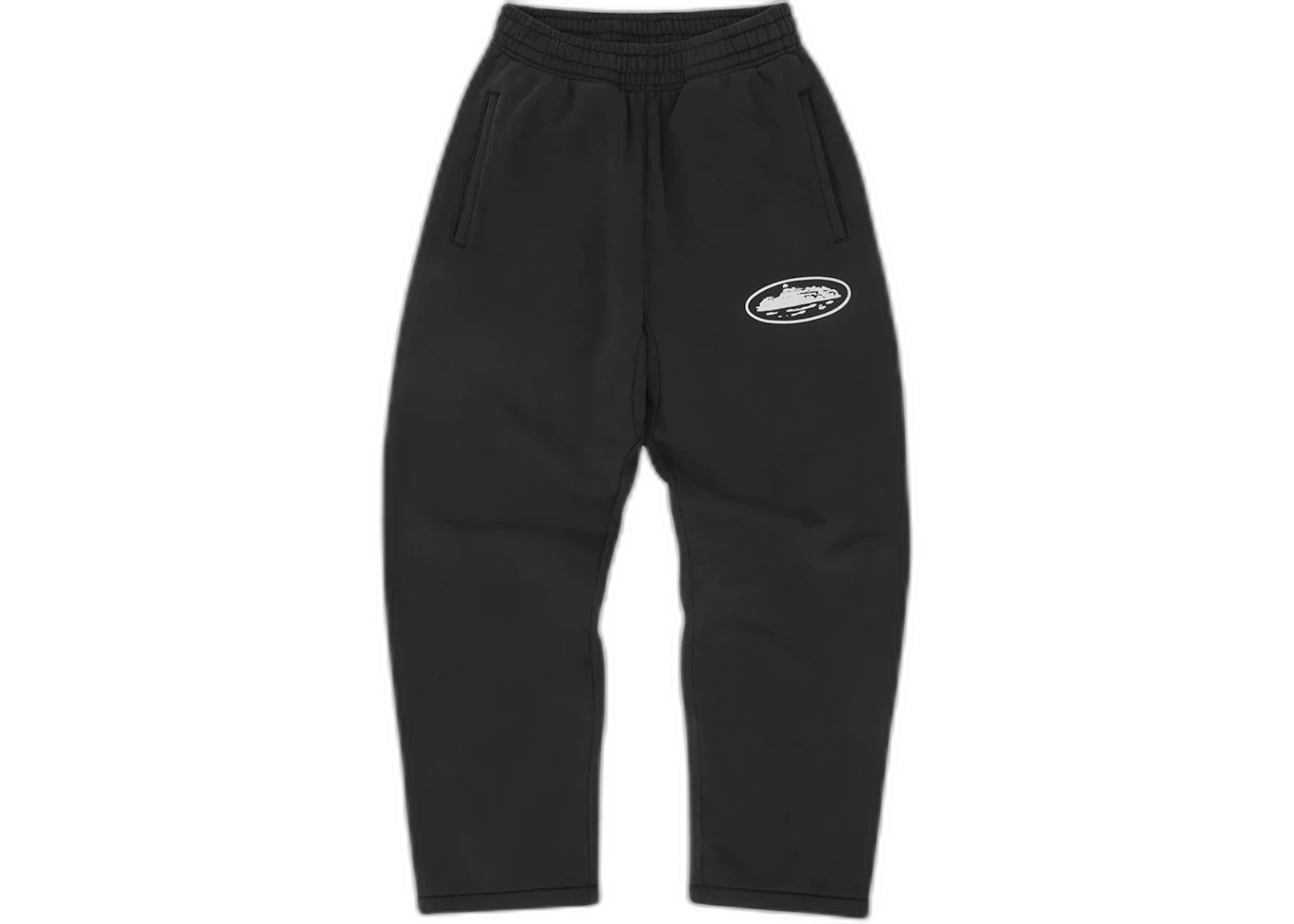 Corteiz Island Puff Print Open Hem Sweatpant Black