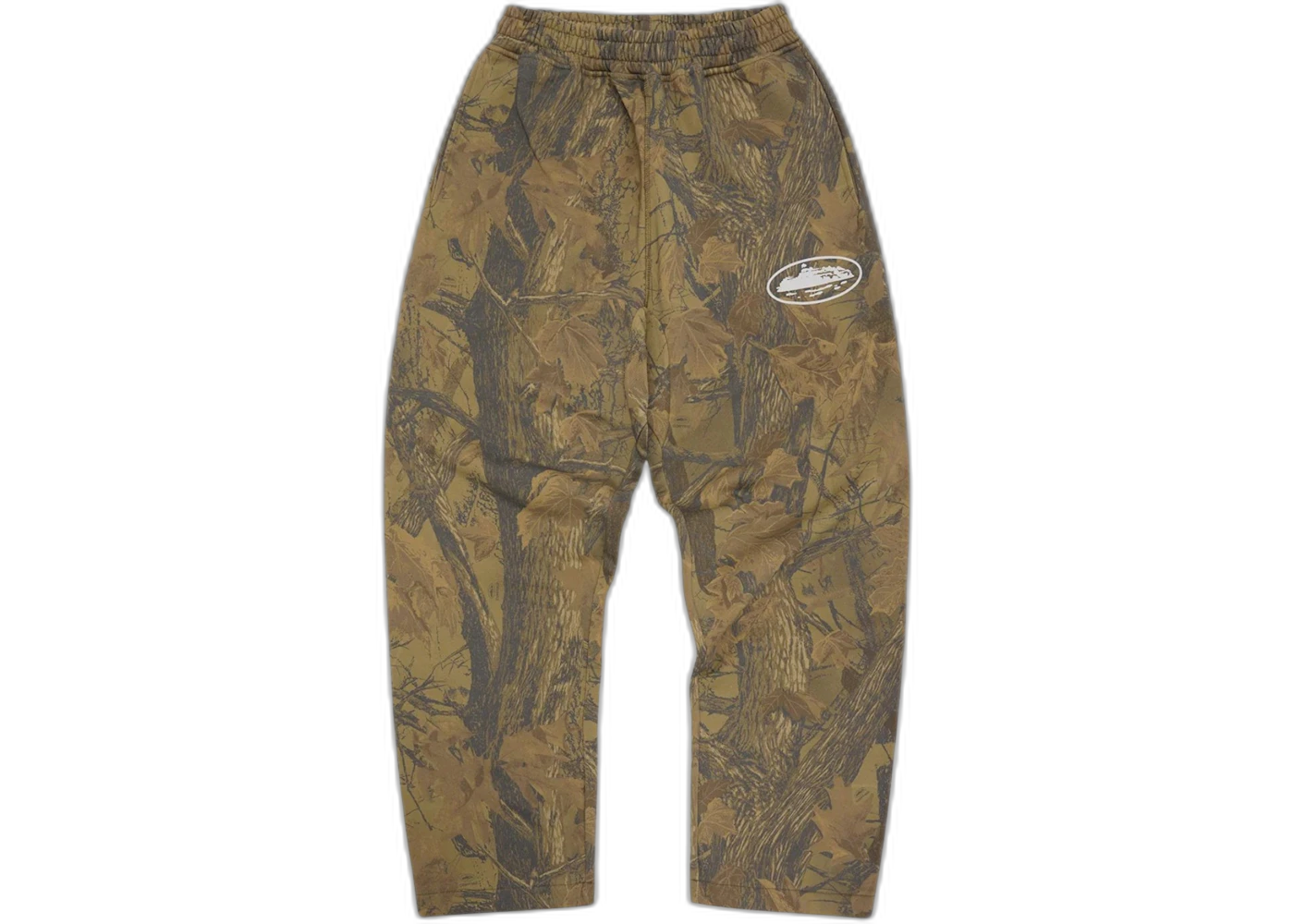 Corteiz Island Puff Print Open Hem Sweatpant Forest Camo
