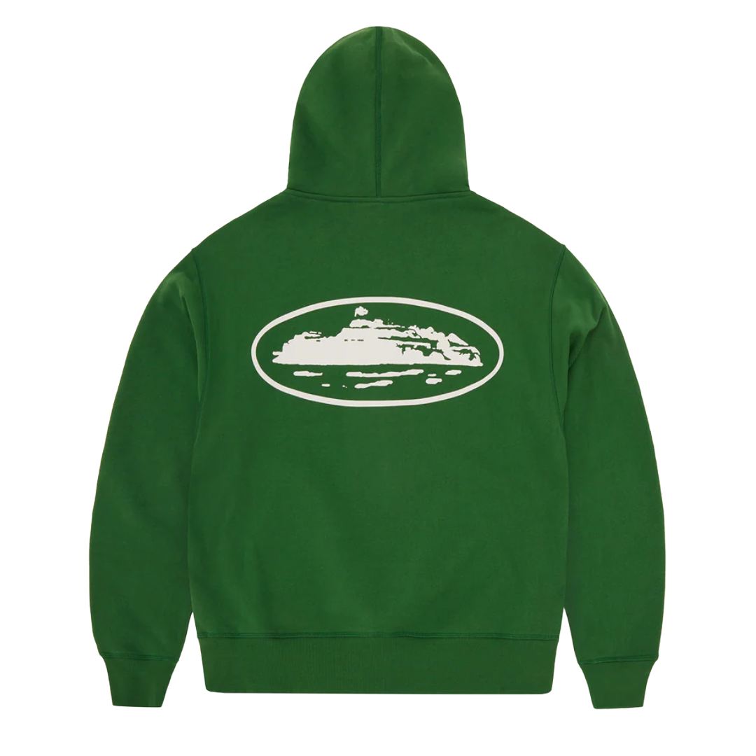 Corteiz Island Puff Print Zip Hoodie Heather Green