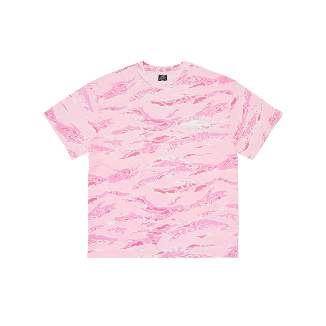 Corteiz Island Puff Print Tee Pink Tiger Camo