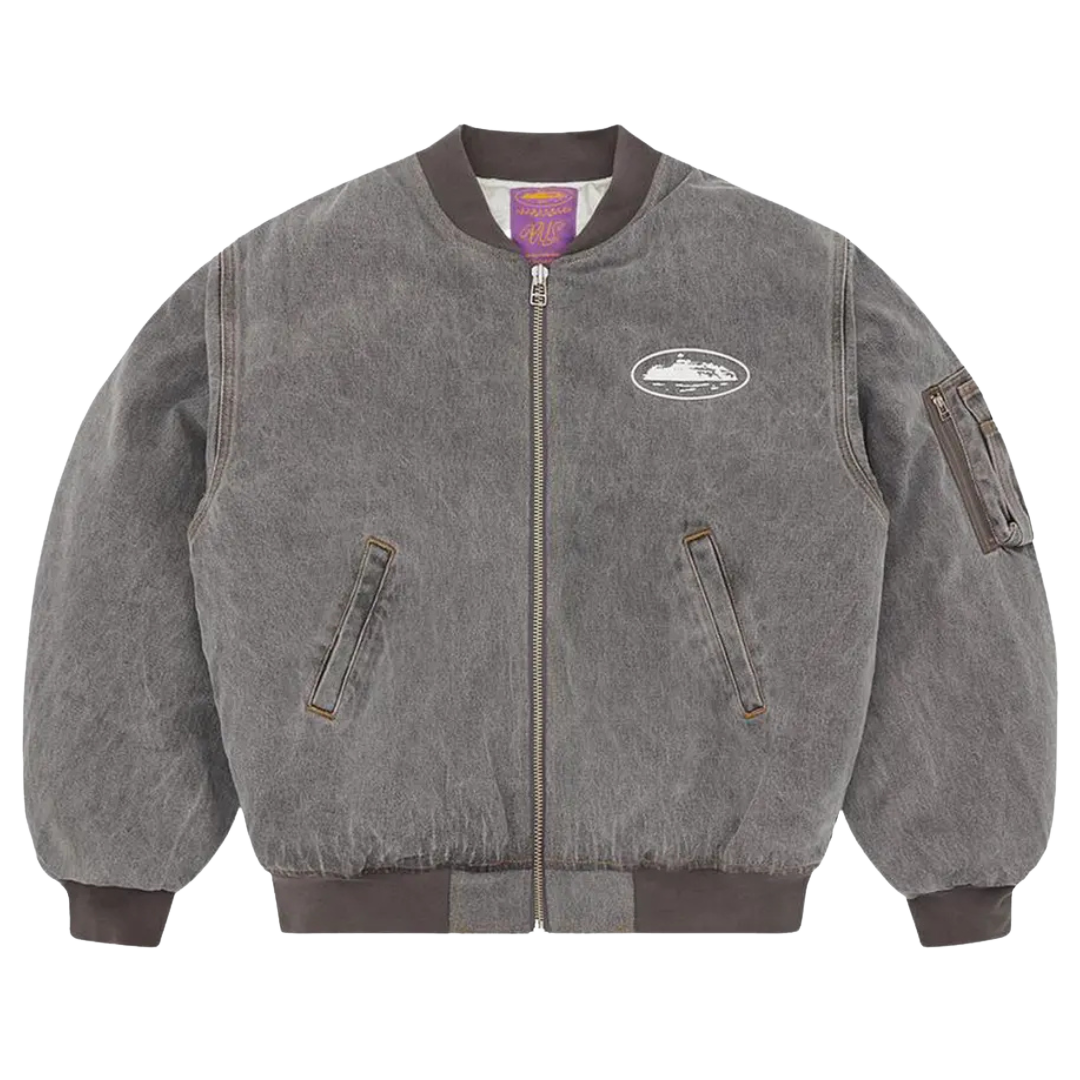 Corteiz Island Bomber Jacket Light Grey