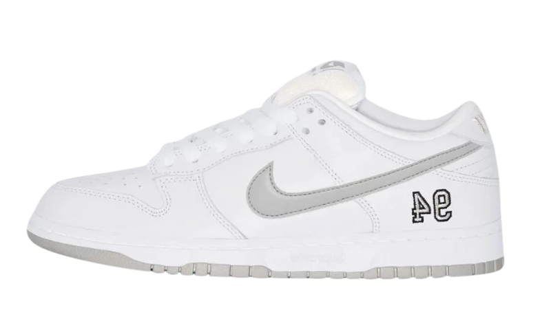 Nike SB Dunk Low Supreme 94 White Metallic Silver