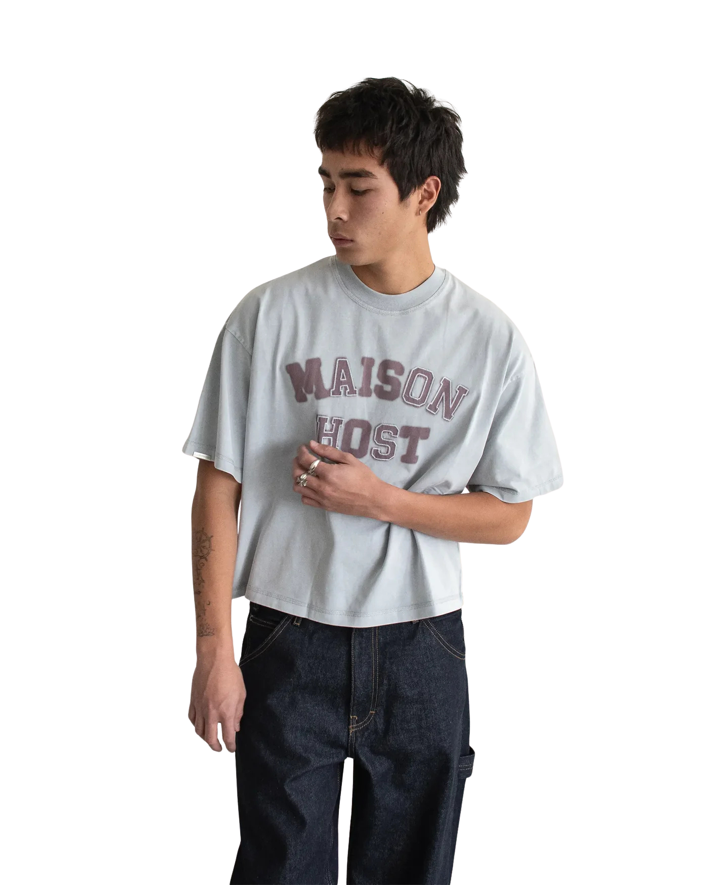 Host - Appliqué Dyed Grey Tee