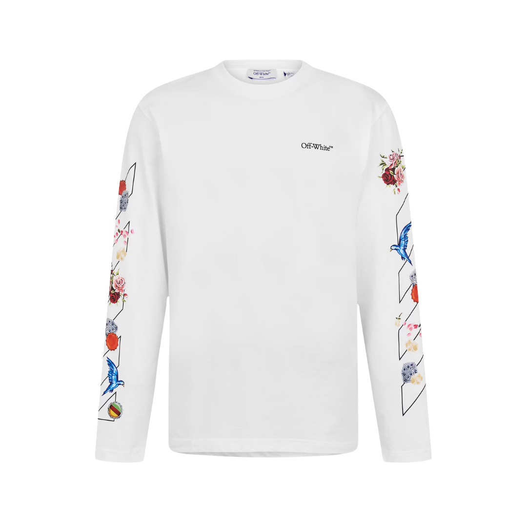 Off White - Fresco Diag Skate L/S Tee White