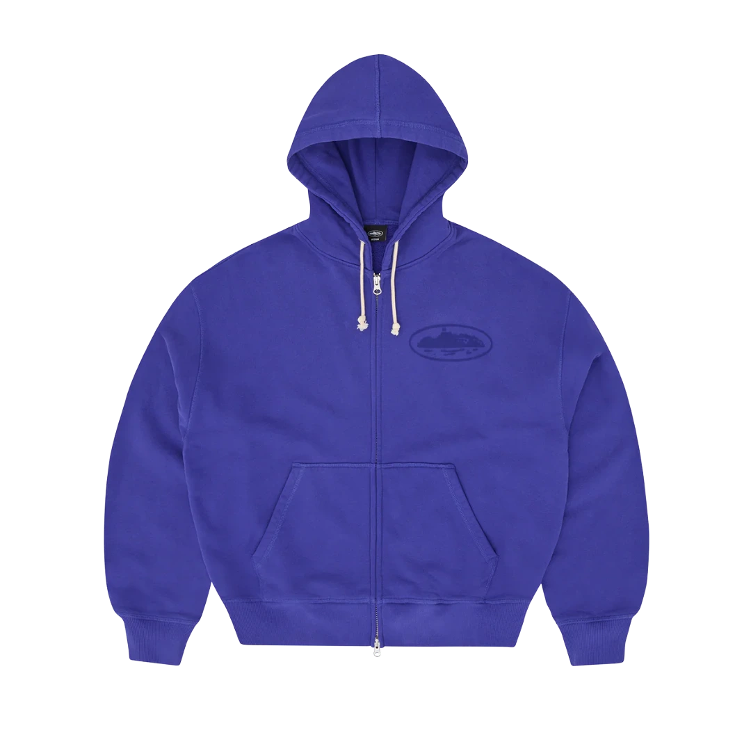 Corteiz Island Knockout Zip Hoodie Indigo Blue