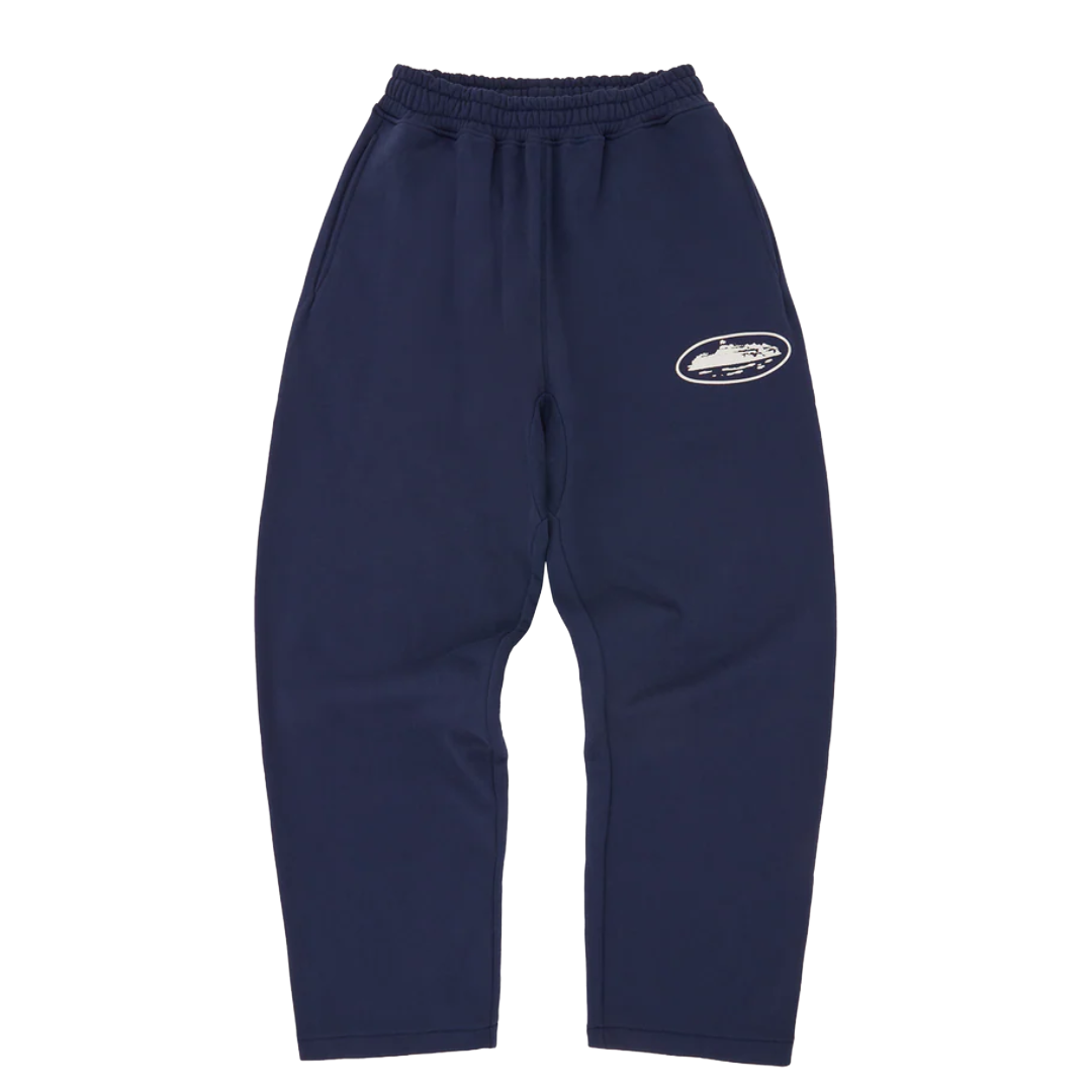 Corteiz Island Puff Print Open Hem Swetpant Navy
